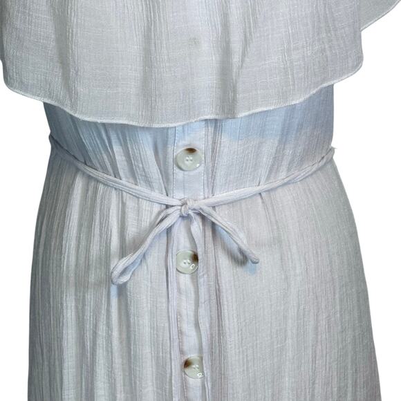 Mlle Gabrielle White Off-Shoulder Flounce Midi Dress Women's Plus Size 1X - Picture 3 of 13